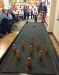 Teresa Dunstone, Bernard Dunstone,Pam Willoughby,Barry Willougbhy,Sue Foster and Bob Foster with a total of 141 Skittles knocked down